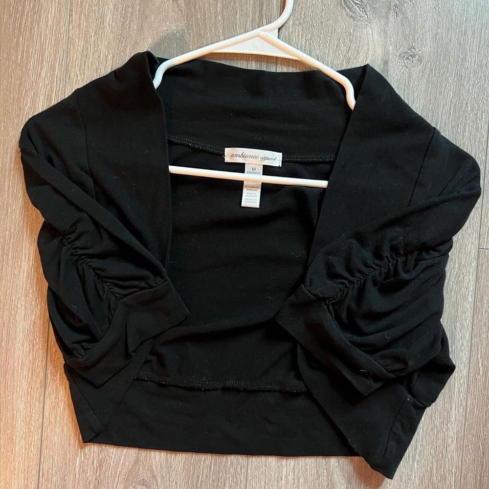 AMBIANCE-CROPPED MINI JACKET W/ RUFFLED SLEEVES